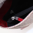 Salvatore Ferragamo Gancini Shoulder Bag Canvas Beige Silver Auth gh1189-17