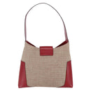 Salvatore Ferragamo Gancini Shoulder Bag Canvas Beige Silver Auth gh1189-3