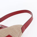 Salvatore Ferragamo Gancini Shoulder Bag Canvas Beige Silver Auth gh1189-8