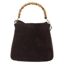 GUCCI Bamboo Shoulder Bag Leather 2way Brown Gold 001 1705 1638 Auth gh1190-3