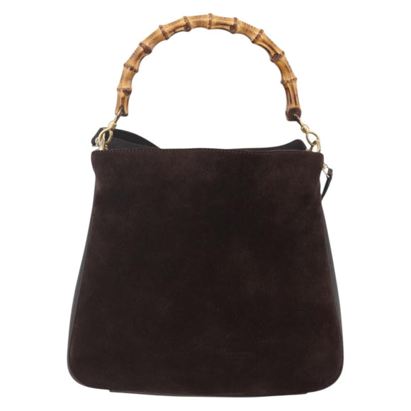 GUCCI Bamboo Shoulder Bag Leather 2way Brown Gold 001 1705 1638 Auth gh1190
