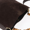 GUCCI Bamboo Shoulder Bag Leather 2way Brown Gold 001 1705 1638 Auth gh1190-6
