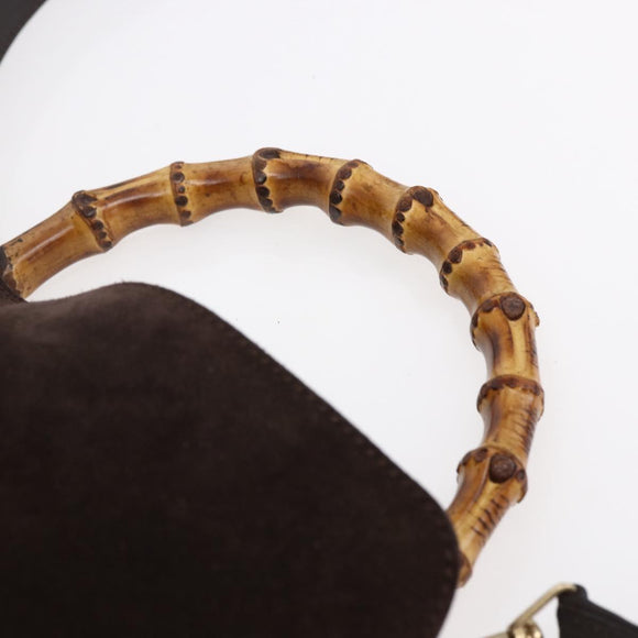 GUCCI Bamboo Shoulder Bag Leather 2way Brown Gold 001 1705 1638 Auth gh1190