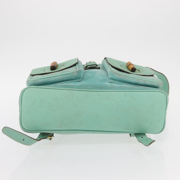 GUCCI Bamboo Backpack Suede Green Gold 003 2058 0016 Auth gh1191