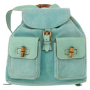 GUCCI Bamboo Backpack Suede Green Gold 003 2058 0016 Auth gh1191-13