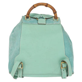 GUCCI Bamboo Backpack Suede Green Gold 003 2058 0016 Auth gh1191 - 0