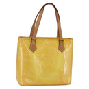 LOUIS VUITTON Monogram Vernis Houston Hand Bag Lime Yellow M91055 LV Auth gh1192-1