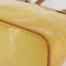 LOUIS VUITTON Monogram Vernis Houston Hand Bag Lime Yellow M91055 LV Auth gh1192-9