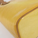 LOUIS VUITTON Monogram Vernis Houston Hand Bag Lime Yellow M91055 LV Auth gh1192-14