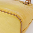 LOUIS VUITTON Monogram Vernis Houston Hand Bag Lime Yellow M91055 LV Auth gh1192-15