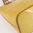 LOUIS VUITTON Monogram Vernis Houston Hand Bag Lime Yellow M91055 LV Auth gh1192-16