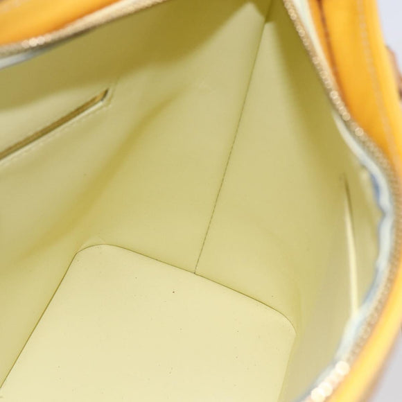 LOUIS VUITTON Monogram Vernis Houston Hand Bag Lime Yellow M91055 LV Auth gh1192