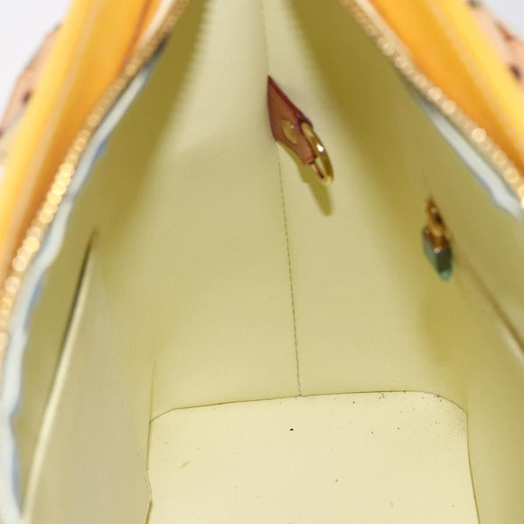 LOUIS VUITTON Monogram Vernis Houston Hand Bag Lime Yellow M91055 LV Auth gh1192