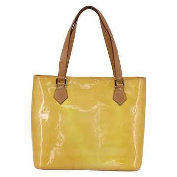 LOUIS VUITTON Monogram Vernis Houston Hand Bag Lime Yellow M91055 LV Auth gh1192 - 0
