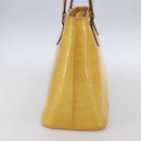 LOUIS VUITTON Monogram Vernis Houston Hand Bag Lime Yellow M91055 LV Auth gh1192-3
