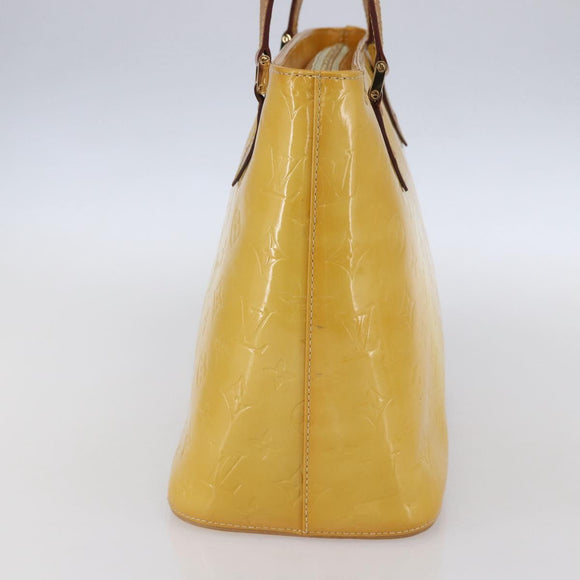LOUIS VUITTON Monogram Vernis Houston Hand Bag Lime Yellow M91055 LV Auth gh1192