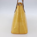 LOUIS VUITTON Monogram Vernis Houston Hand Bag Lime Yellow M91055 LV Auth gh1192-4