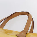 LOUIS VUITTON Monogram Vernis Houston Hand Bag Lime Yellow M91055 LV Auth gh1192-8