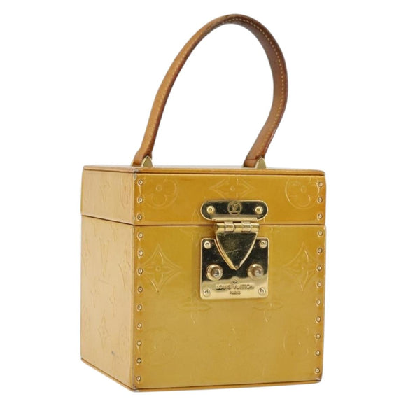 LOUIS VUITTON Monogram Vernis Bleecker Cosmetic Pouch Beige M91002 Auth gh1193