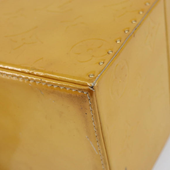 LOUIS VUITTON Monogram Vernis Bleecker Cosmetic Pouch Beige M91002 Auth gh1193