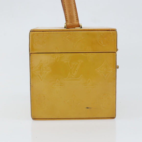 LOUIS VUITTON Monogram Vernis Bleecker Cosmetic Pouch Beige M91002 Auth gh1193