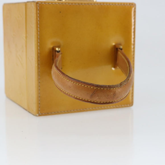 LOUIS VUITTON Monogram Vernis Bleecker Cosmetic Pouch Beige M91002 Auth gh1193