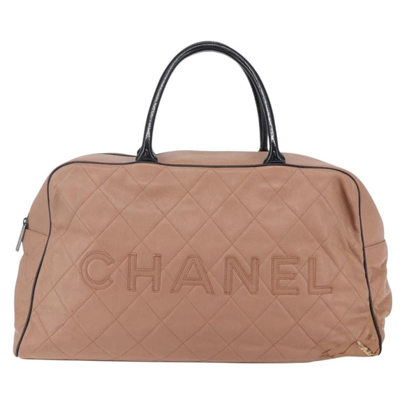 CHANEL Matelasse Boston Bag Caviar Skin Pink Silver CC Auth gh1196