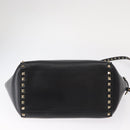 VALENTINO Studs Hand Bag Leather 2way Black Gold Auth gh1199-5