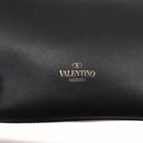 VALENTINO Studs Hand Bag Leather 2way Black Gold Auth gh1199-20