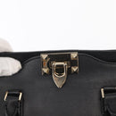 VALENTINO Studs Hand Bag Leather 2way Black Gold Auth gh1199-21