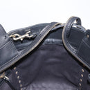 VALENTINO Studs Hand Bag Leather 2way Black Gold Auth gh1199-23