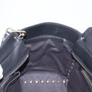 VALENTINO Studs Hand Bag Leather 2way Black Gold Auth gh1199-24