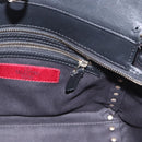 VALENTINO Studs Hand Bag Leather 2way Black Gold Auth gh1199-25