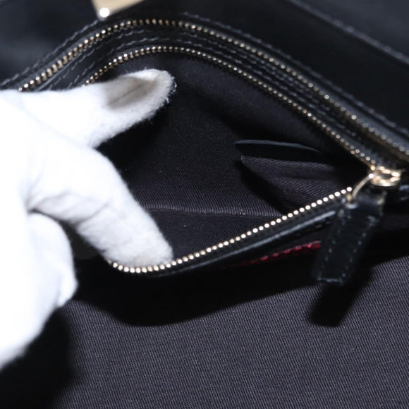 VALENTINO Studs Hand Bag Leather 2way Black Gold Auth gh1199