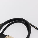 VALENTINO Studs Hand Bag Leather 2way Black Gold Auth gh1199-14