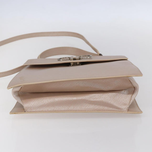 Salvatore Ferragamo Gancini Hand Bag Leather 2way Pink Gold Auth gh1200