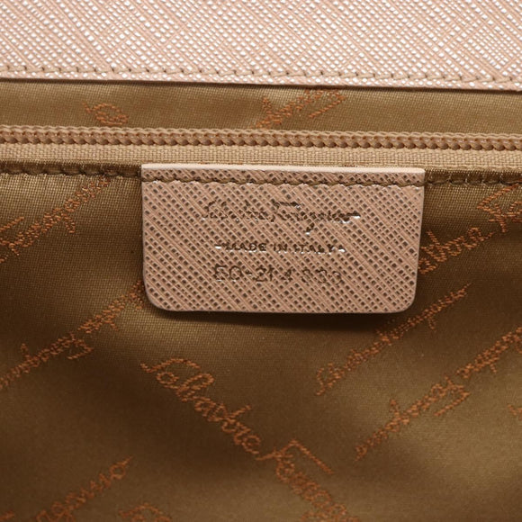 Salvatore Ferragamo Gancini Hand Bag Leather 2way Pink Gold Auth gh1200