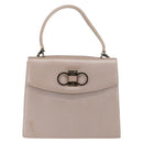 Salvatore Ferragamo Gancini Hand Bag Leather 2way Pink Gold Auth gh1200-2