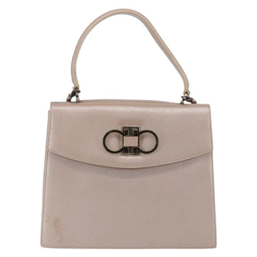 Salvatore Ferragamo Gancini Hand Bag Leather 2way Pink Gold Auth gh1200 - 0