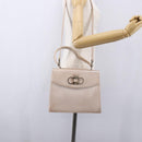 Salvatore Ferragamo Gancini Hand Bag Leather 2way Pink Gold Auth gh1200-23