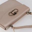 Salvatore Ferragamo Gancini Hand Bag Leather 2way Pink Gold Auth gh1200-6