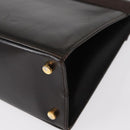 Salvatore Ferragamo Vala Hand Bag Leather 2way Brown Gold Auth gh1202-15