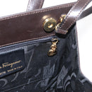 Salvatore Ferragamo Vala Hand Bag Leather 2way Brown Gold Auth gh1202-21