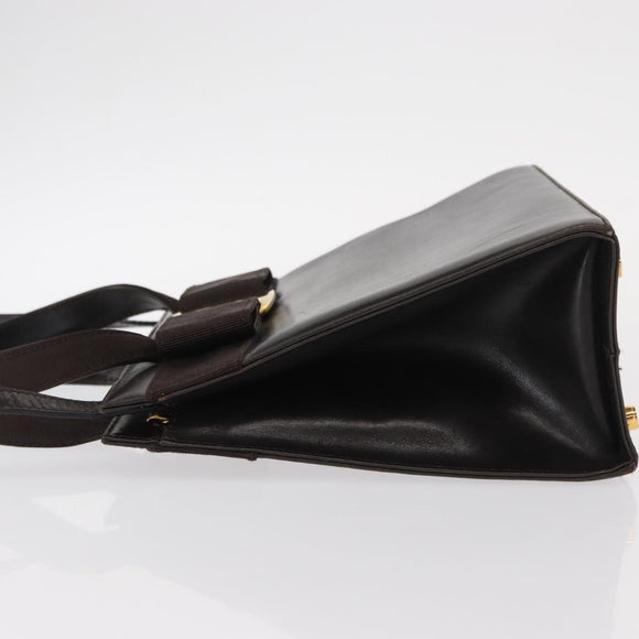 Salvatore Ferragamo Vala Hand Bag Leather 2way Brown Gold Auth gh1202