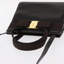 Salvatore Ferragamo Vala Hand Bag Leather 2way Brown Gold Auth gh1202-6