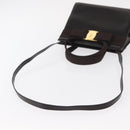 Salvatore Ferragamo Vala Hand Bag Leather 2way Brown Gold Auth gh1202-9