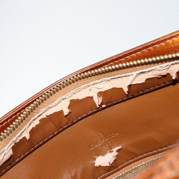 LOUIS VUITTON Monogram Vernis Houston Hand Bag Bronze M91122 LV Auth gh1207