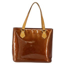 LOUIS VUITTON Monogram Vernis Houston Hand Bag Bronze M91122 LV Auth gh1207-13