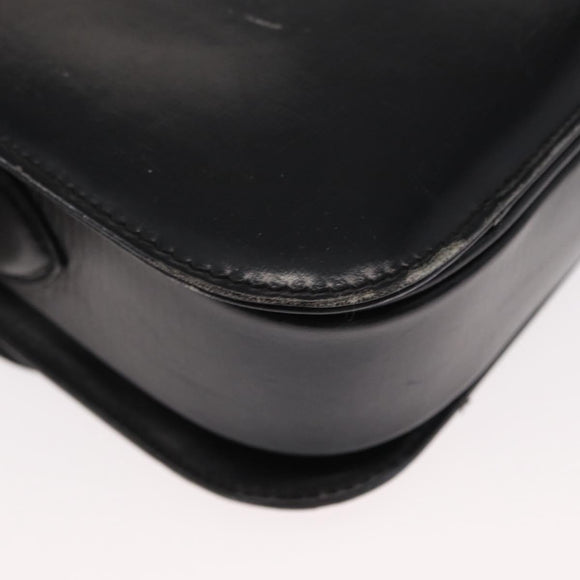 CELINE Horse Carriage Shoulder Bag Leather Black Gold Auth gh1220