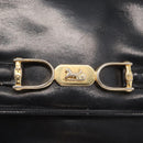 CELINE Horse Carriage Shoulder Bag Leather Black Gold Auth gh1220-17